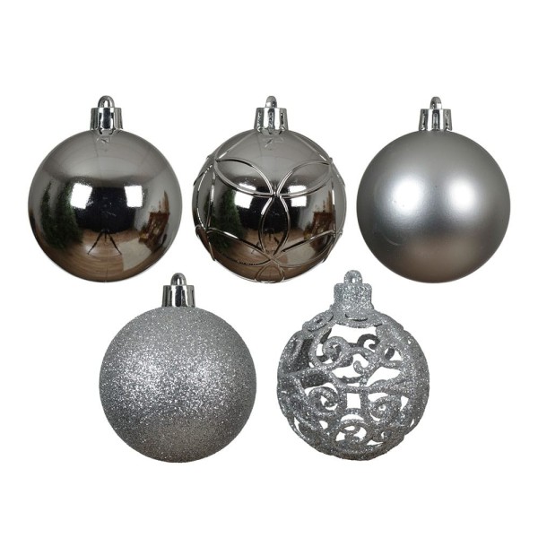 Bolas decoración árbol navidad ø6 cm, plata, caja 35 uds